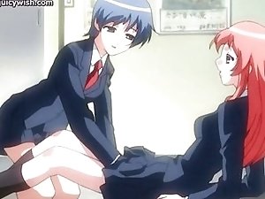 Anime shemale gets cock rubbed