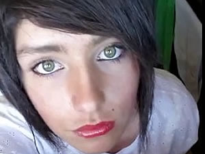 Teen crossdresser posing on webcam